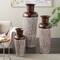 White & Brown Spotted Tapered Floor Metal Vase Set